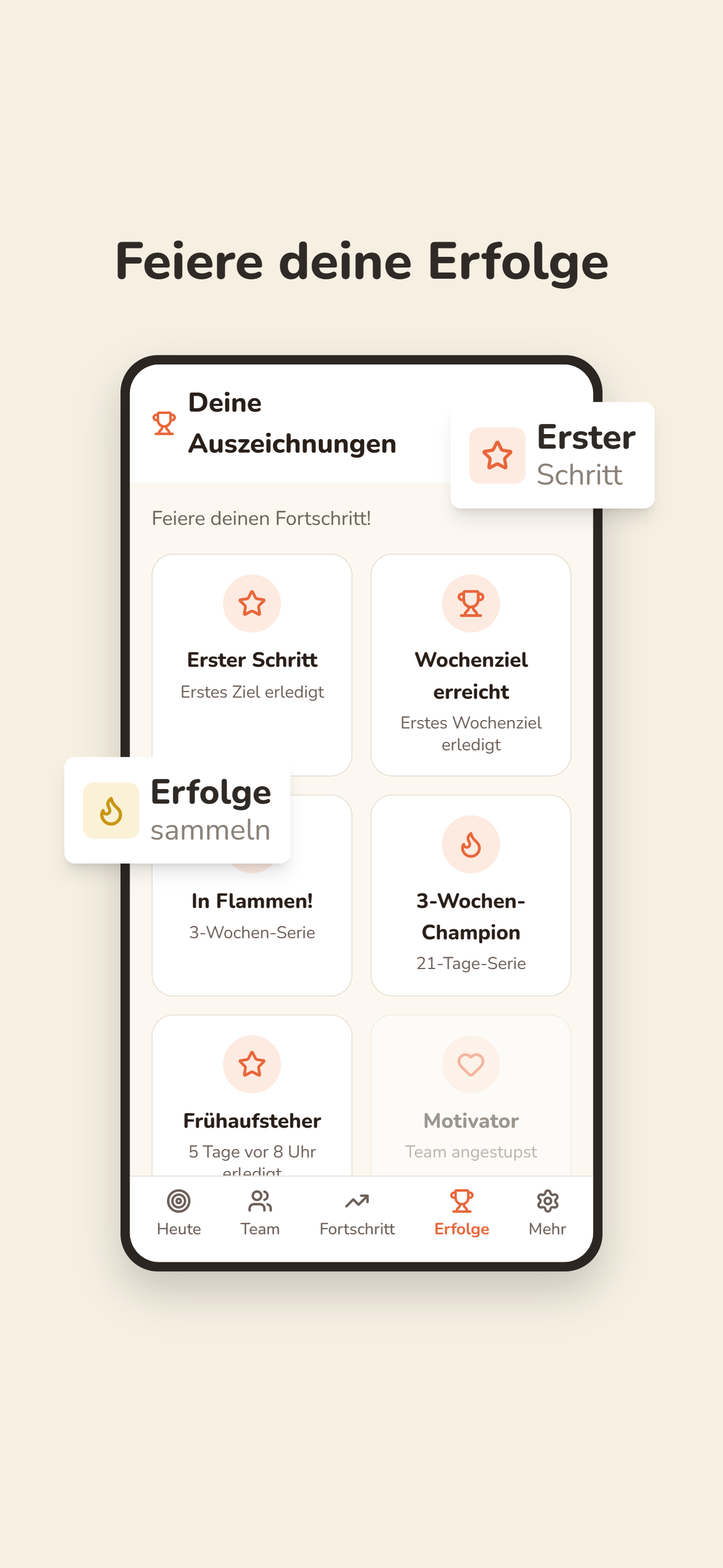 Erfolge-Ansicht: feiere deine Erfolge